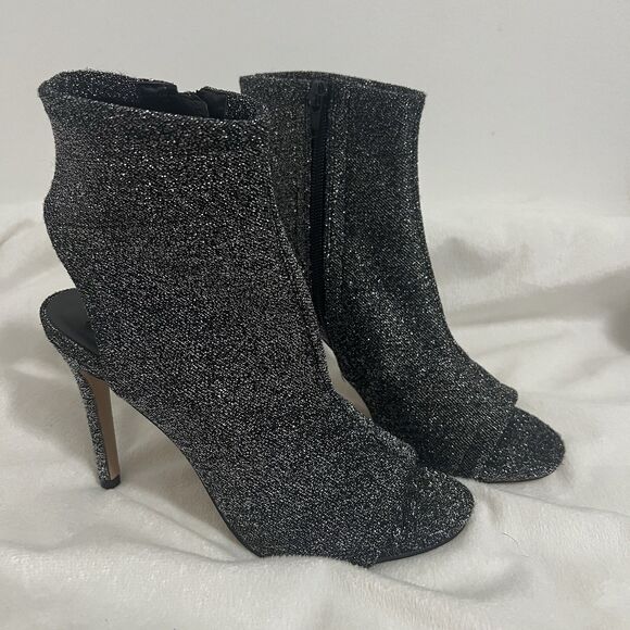 Steve Madden Rakel Sparkly Sock Bootie Size 6.5 M Black Silver Glitter Party - Picture 2 of 10